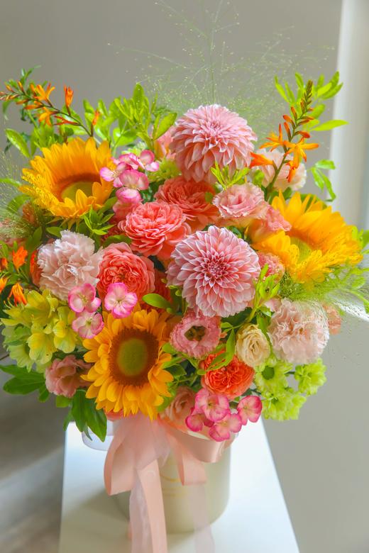 法式鲜花桶向日葵暖色系扶桑初曦 商品图1