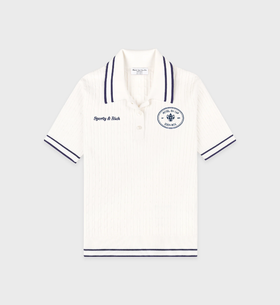 Sporty & Rich - Eden Crest Polo - White/Dark Navy - 女装 - Polo衫 - 白色/深蓝色