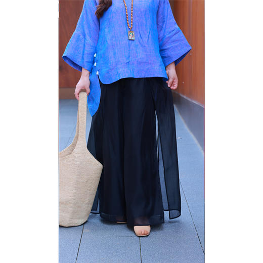 【2026东衣作】林野·双层阔腿裤(24809976玄色) 商品图4