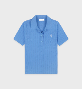 Sporty & Rich - Src Ribbed Polo - Juniper - 女装 - Polo衫 - 蓝色