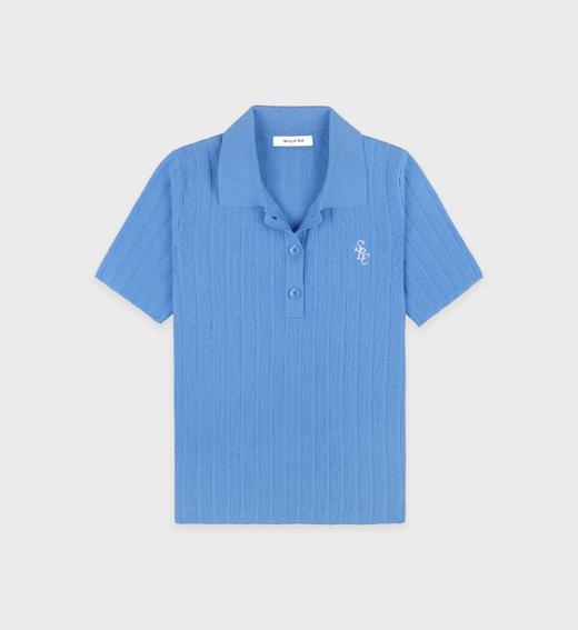 Sporty & Rich - Src Ribbed Polo - Juniper - 女装 - Polo衫 - 蓝色 商品图0