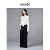 VIMAGE纬漫纪显瘦垂坠感休闲松弛直筒黑色秋季新款阔腿裤V2405107 商品缩略图1