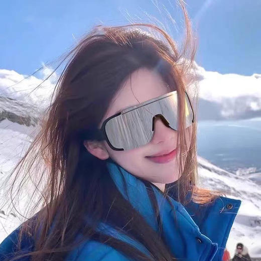 超大框太阳眼镜 黑框白水银厚款户外骑行眼镜滑雪镜防风镜山地自行车运动护目镜防晒遮阳墨镜1幅 商品图5