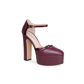 豪麟名鞋CASADEI女鞋皮鞋羊皮革1H046酒红色