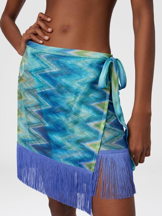 MISSONI - Wrap Skirt - Fringes and Faded Stripes - 女装 - 短裙 - 条纹 商品图3