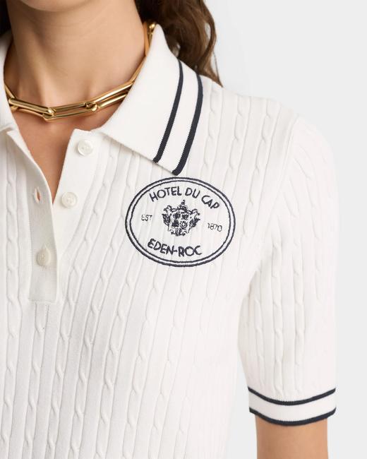 Sporty & Rich - Eden Crest Polo - White/Dark Navy - 女装 - Polo衫 - 白色/深蓝色 商品图4