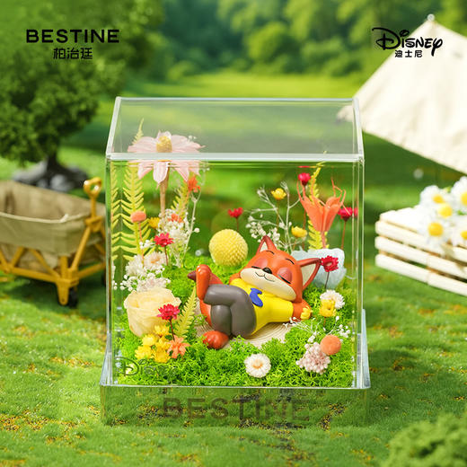 VBEINGS花语 星期天唯爱花园系列 迪士尼疯狂动物城朱迪尼克永生花礼盒摆件情人节生日礼物 商品图3