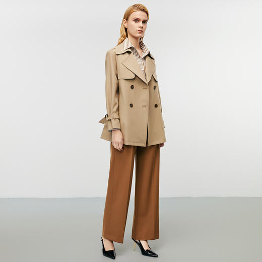 EITIE爱特爱时尚双排扣收腰短款显瘦通勤风衣外套秋新款7904607 商品图3