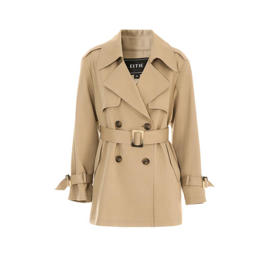 EITIE爱特爱时尚双排扣收腰短款显瘦通勤风衣外套秋新款7904607 商品图5
