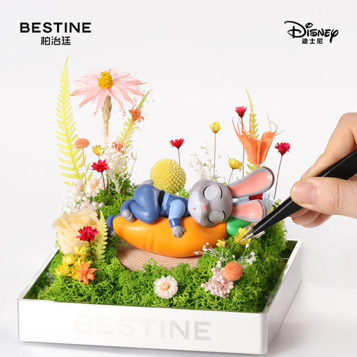 VBEINGS花语 星期天唯爱花园系列 迪士尼疯狂动物城朱迪尼克永生花礼盒摆件情人节生日礼物 商品图5