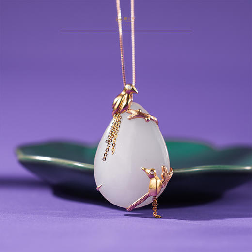 新疆国玉盟世玉金镶羊脂玉挂件【带证书·顺丰物流】 商品图1