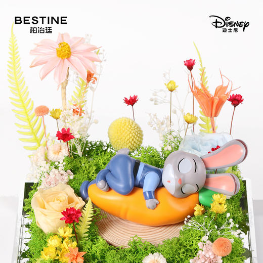 VBEINGS花语 星期天唯爱花园系列 迪士尼疯狂动物城朱迪尼克永生花礼盒摆件情人节生日礼物 商品图2