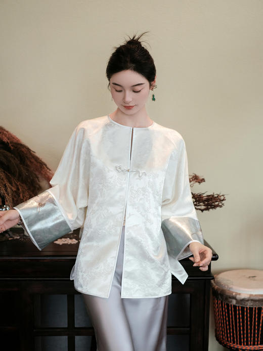 盛唐牡丹盛奢系列| 闲云野鹤丝毛拼西阵织外套 商品图4