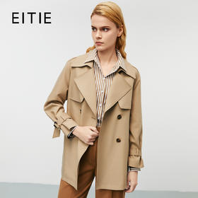 EITIE爱特爱时尚双排扣收腰短款显瘦通勤风衣外套秋新款7904607