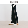 LIYIHAN 2025秋新款通勤羊毛直筒裤藏蓝色女宽松休闲裤小众设计感 商品缩略图0