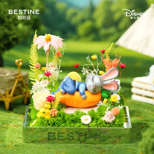 VBEINGS花语 星期天唯爱花园系列 迪士尼疯狂动物城朱迪尼克永生花礼盒摆件情人节生日礼物 商品图4