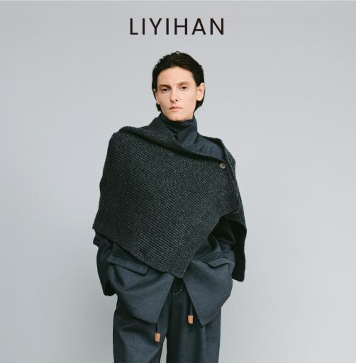 LIYIHAN 2025秋冬季新款通勤百搭羊毛针织衫马甲灰色女设计感披肩 商品图0