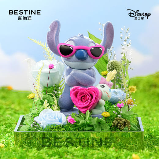 VBEINGS花语 史迪奇甜酷奇遇花园系列 永生花礼盒史迪奇摆件花束结婚生日七夕礼物 商品图3