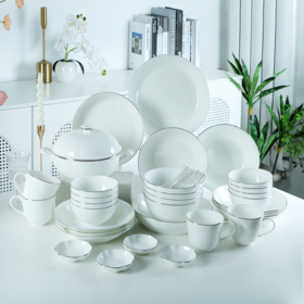 生活本色白金线8人用40件骨瓷餐具