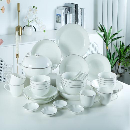 生活本色白金线8人用40件骨瓷餐具 商品图0