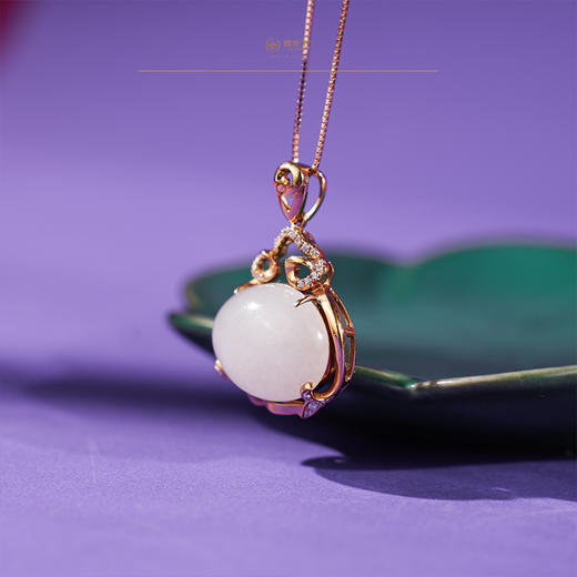 新疆国玉盟世玉金镶白玉挂件【带证书·顺丰物流】 商品图3