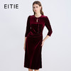 EITIE爱特爱法式复古优雅气质修身显瘦红色丝绒连衣裙秋新款C2507836 商品缩略图0