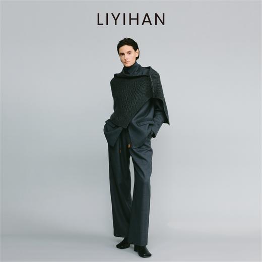 LIYIHAN 2025秋冬季新款通勤百搭羊毛针织衫马甲灰色女设计感披肩 商品图4