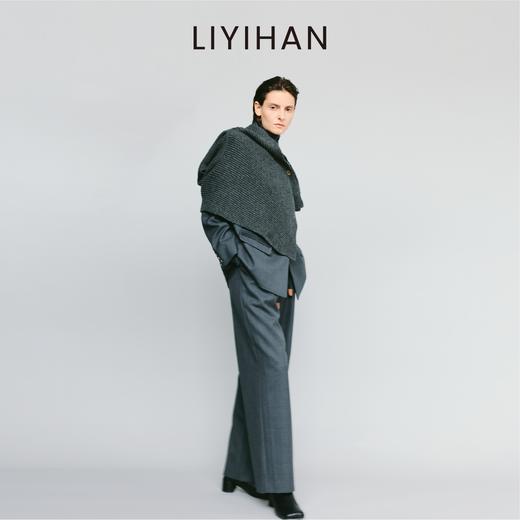 LIYIHAN 2025秋冬季新款通勤百搭羊毛针织衫马甲灰色女设计感披肩 商品图3