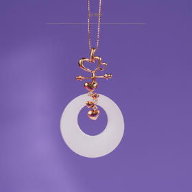 新疆国玉盟世玉金镶羊脂玉挂件【带证书·顺丰物流】