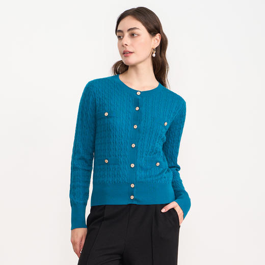 【香风针织开衫】EITIE爱特爱精致绞花舒适显瘦针织衫秋新款C2501814 商品图8