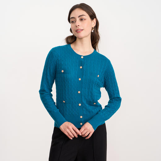 【香风针织开衫】EITIE爱特爱精致绞花舒适显瘦针织衫秋新款C2501814 商品图6