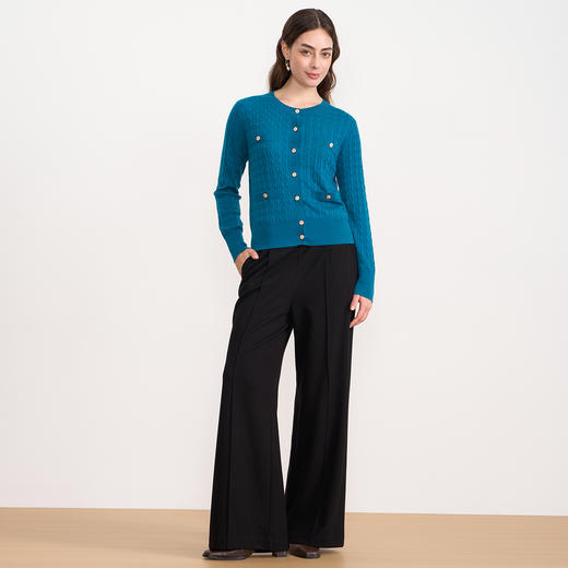 【香风针织开衫】EITIE爱特爱精致绞花舒适显瘦针织衫秋新款C2501814 商品图7