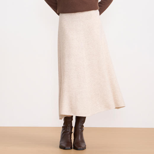 【A字针织半身裙】EITIE爱特爱极简纯色羊毛高腰显瘦秋季新款针织半裙D2501923 商品图9