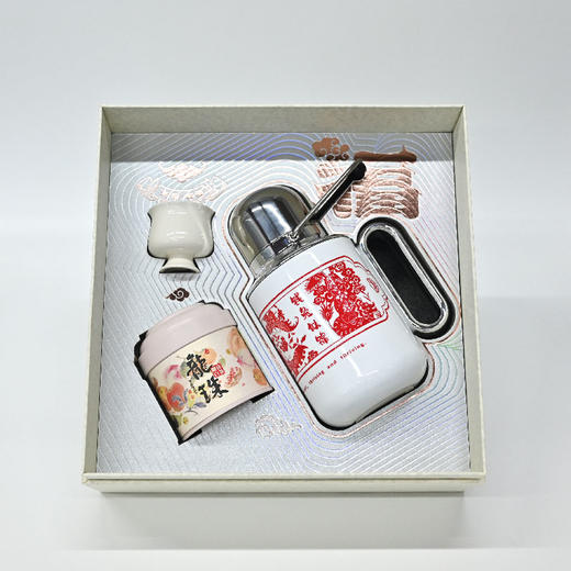 羽诗制造出品 瑞兽献礼·斟福保温壶陈皮白茶龙珠陶瓷品茗杯文创礼盒 商品图4
