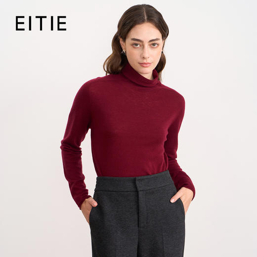 同款下架-【薄款打底针织衫】EITIE爱特爱舒适羊毛高领保暖内搭秋新款针织衫C2501810 商品图3