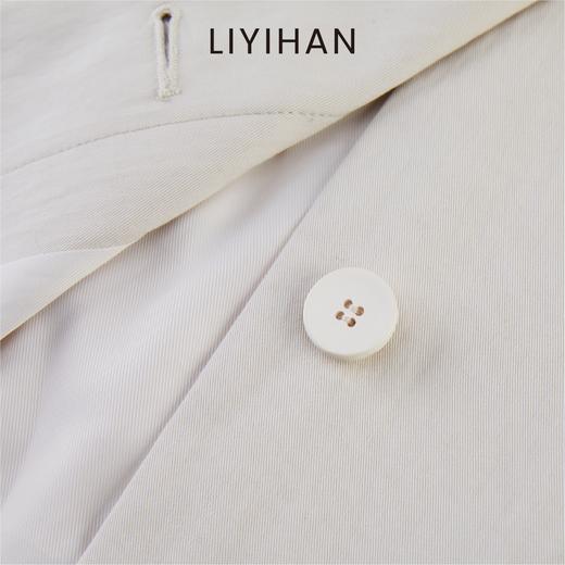 LIYIHAN 2025秋季新款通勤中长款风衣外套米白色女简约小众设计感 商品图1