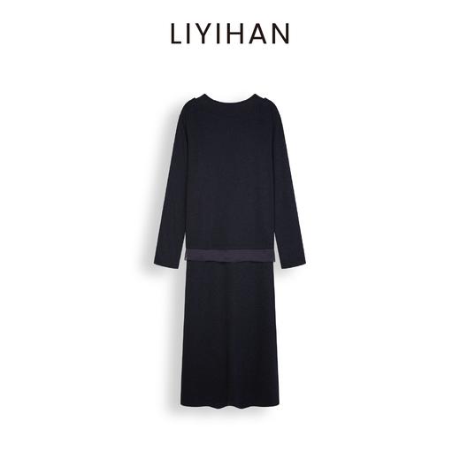 LIYIHAN 2025年秋季新款通勤莱赛尔两件式长袖中长款连衣裙灰色女 商品图4