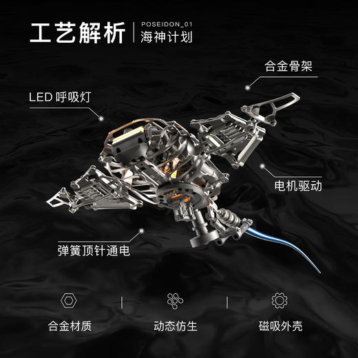 极械 蝠鲼 金属艺术品拼装摆件 成品板 商品图2