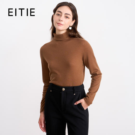 同款下架-【薄款打底针织衫】EITIE爱特爱舒适羊毛高领保暖内搭秋新款针织衫C2501810 商品图8