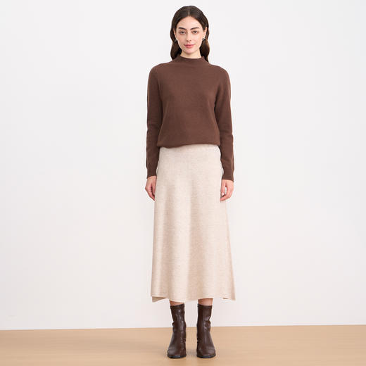 【A字针织半身裙】EITIE爱特爱极简纯色羊毛高腰显瘦秋季新款针织半裙D2501923 商品图7