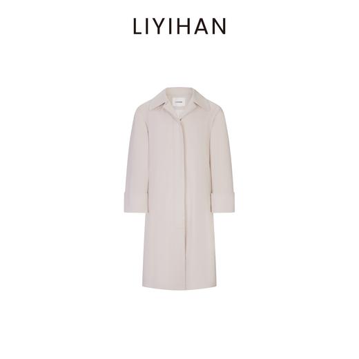LIYIHAN 2025秋季新款通勤中长款风衣外套米白色女简约小众设计感 商品图0