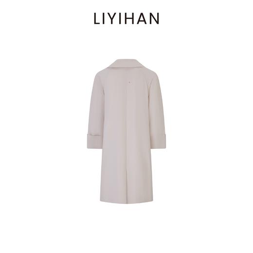 LIYIHAN 2025秋季新款通勤中长款风衣外套米白色女简约小众设计感 商品图4