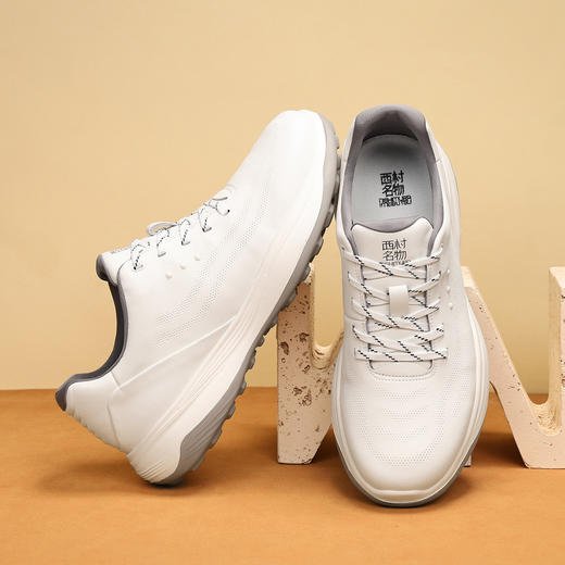 2025新款时尚国潮男鞋百搭小白鞋复古厚底板鞋轻便男士休闲鞋X85WM67823 商品图1