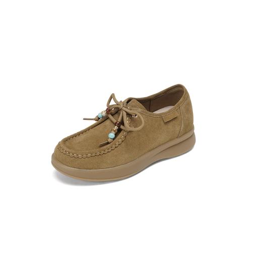 西村名物2025年秋季新款坡跟厚底防滑舒适系带百搭深口鞋休闲乐福鞋X25CM31661 商品图2