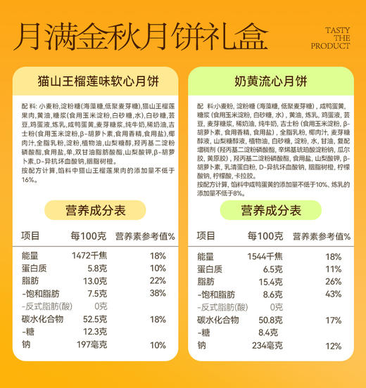 月满金秋月饼礼盒440g【55g*8枚】--纸盒+手提袋 [礼御团圆] 商品图9