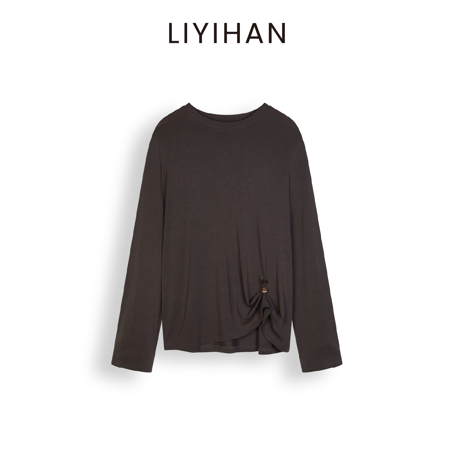 LIYIHAN 2025秋季新款通勤莱赛尔长袖衬衫灰色打底衫女小众设计感