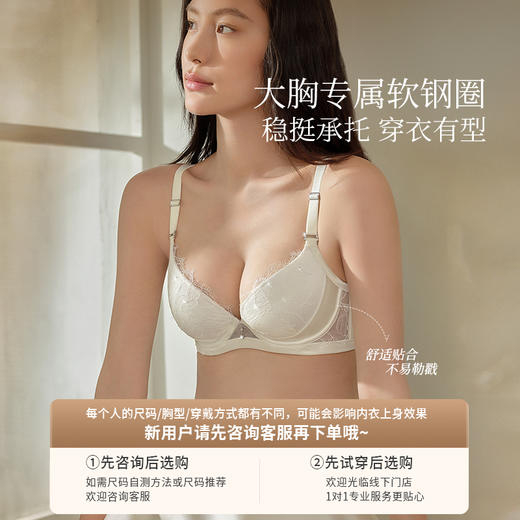 奶糖派星钻分胸型真丝文胸防下垂优雅轻奢大胸挺拔提拉调整胸型 商品图4