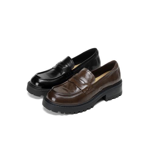 西村名物2025年秋季新款厚底中跟原皮舒适乐福鞋深口单鞋X25CM30461 商品图0