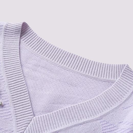 MAXRIENY精致钉珠飞鸽刺绣套头上衣紫色针织毛衫2025春季 商品图1