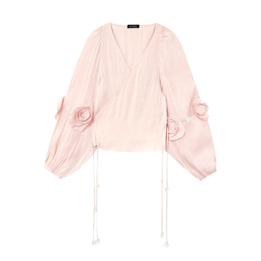 粉色水晶纱立体花瓣防嗮开衫上衣 商品图0
